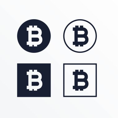 siyah ve beyaz bitcoins simge kümesi