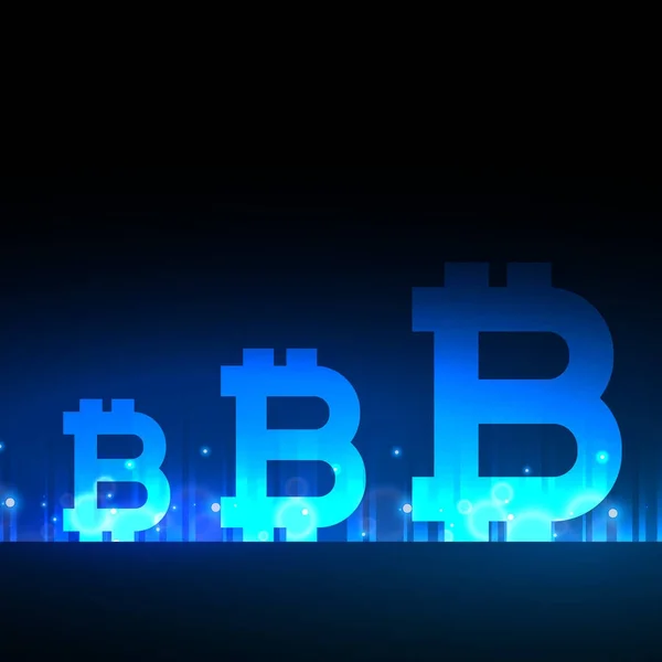 Design de bitcoins criativos com efeito de luz azul —  Vetores de Stock