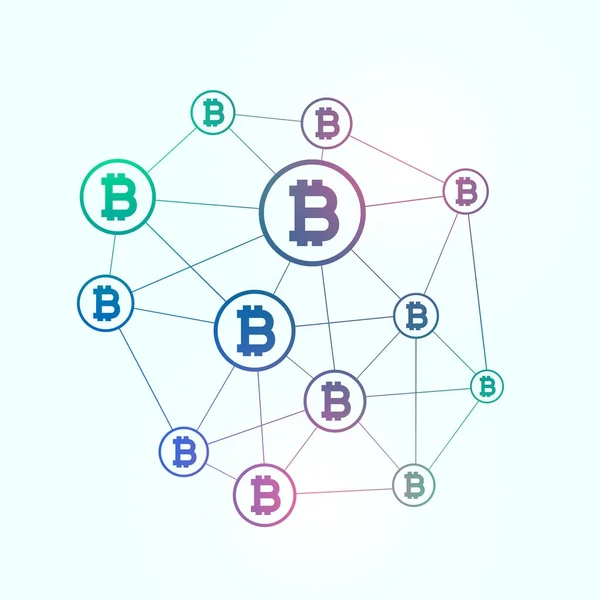 Netzwerk aus Blockchain-Bitcoins — Stockvektor