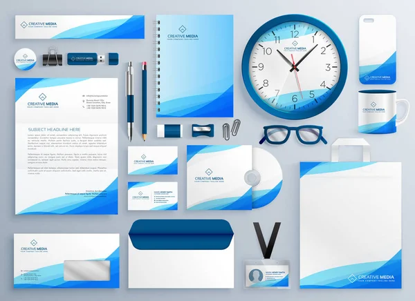 Modern, kék üzleti levélpapír vektor sablon készlet — Stock Vector
