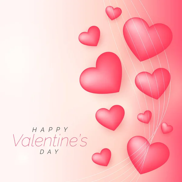 Beautiful pink valentine's day background with 3d hearts — Stock Vector