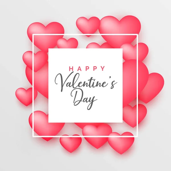 3D rosa Herzen schöner Hintergrund für den Valentinstag — Stockvektor