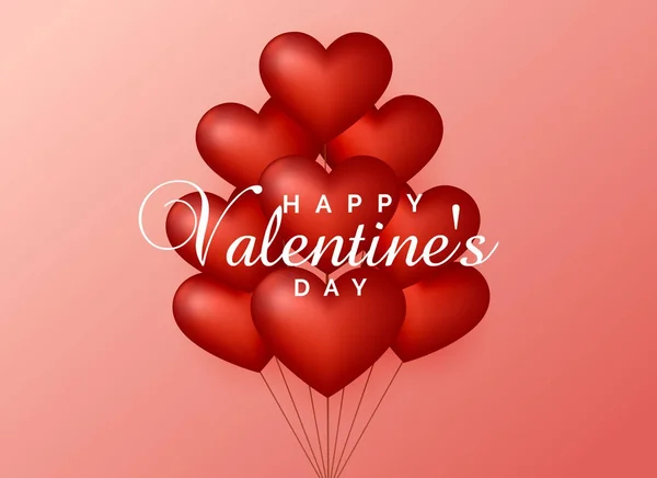 Herzballons auf rosa Hintergrund zum Valentinstag — Stockvektor