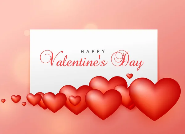 Diseño feliz del saludo del día de San Valentín con corazones 3d — Vector de stock