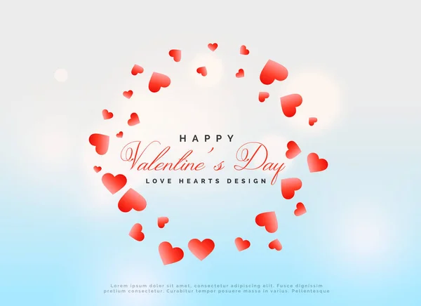 Diseño de la plantilla de día de San Valentín con corazones rojos dispersos — Vector de stock