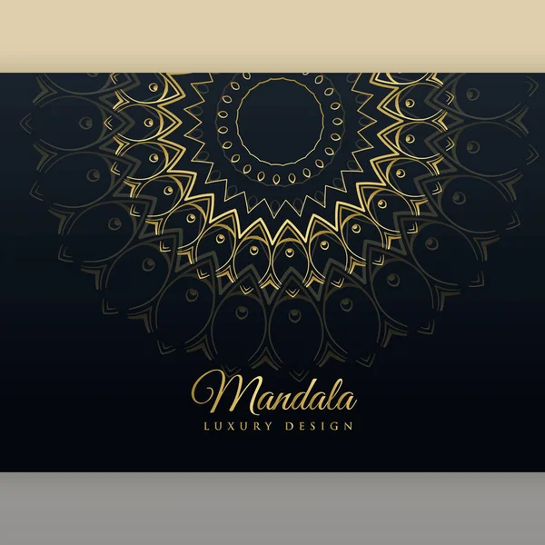 Schwarzer Luxus goldenes Mandala Poster Design — Stockvektor