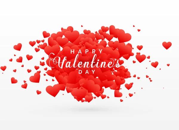 Diseño de la tarjeta del día de San Valentín con corazones rojos dispersos — Vector de stock