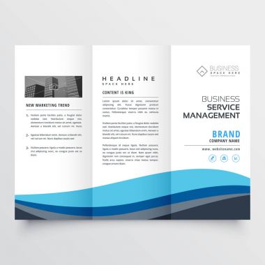 Modern panelli broşür broşür tasarımı mavi dalga şekli