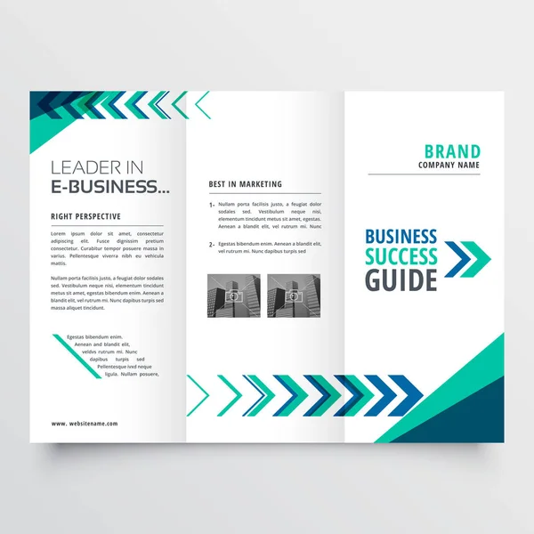 Business tri fold brochure modello di design con forme geometriche — Vettoriale Stock