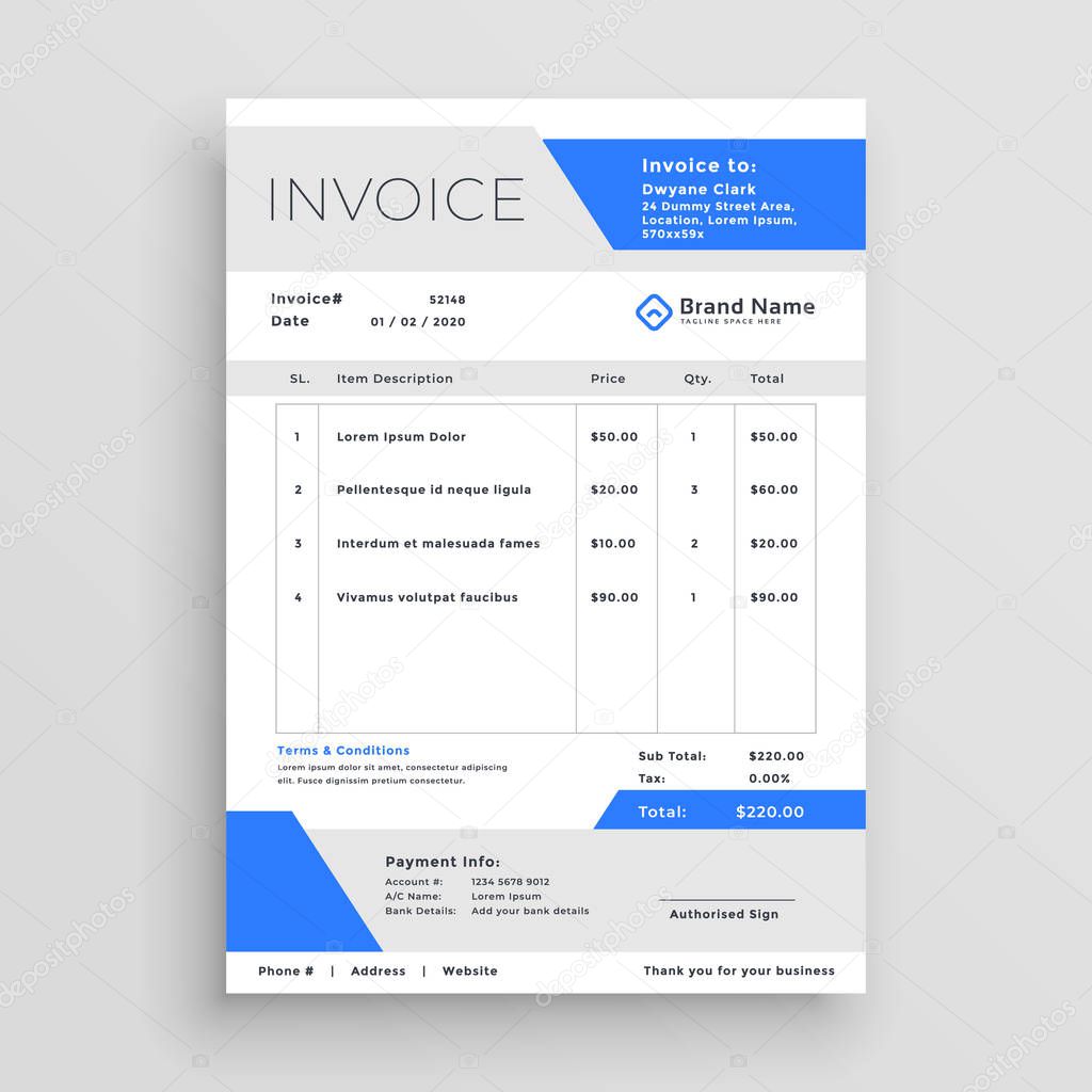 modern business invoice template vector design