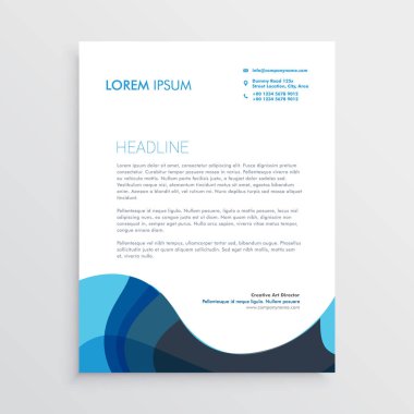 soyut mavi dalgalı Antetli Kağıt tasarımı