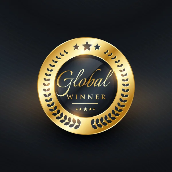 Global winner golden label design — Stock Vector