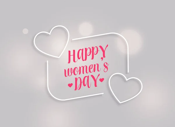 Minimal happy women's day background with line hearts — Stock Vector