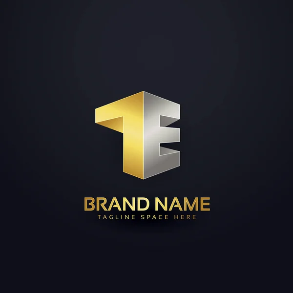 Design de conceito de logotipo em estilo premium dourado para letra T e E —  Vetores de Stock