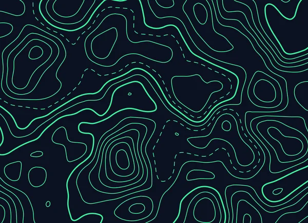 Dunkler Hintergrund mit grüner topografischer Konturkarte — Stockvektor