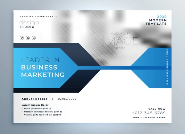 Elegante blu business flyer design modello di presentazione — Vettoriale Stock