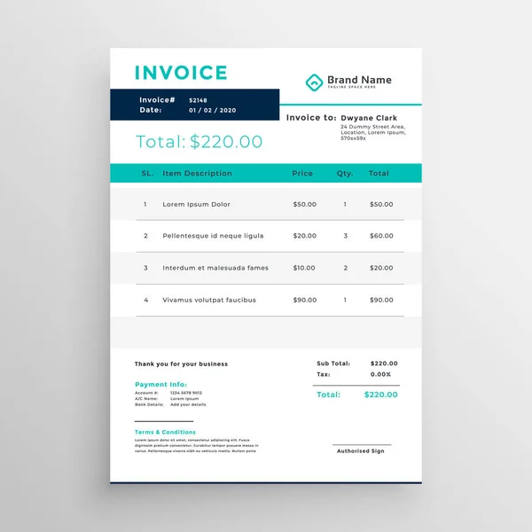 Modern invoice template design for your business — Stock Vector