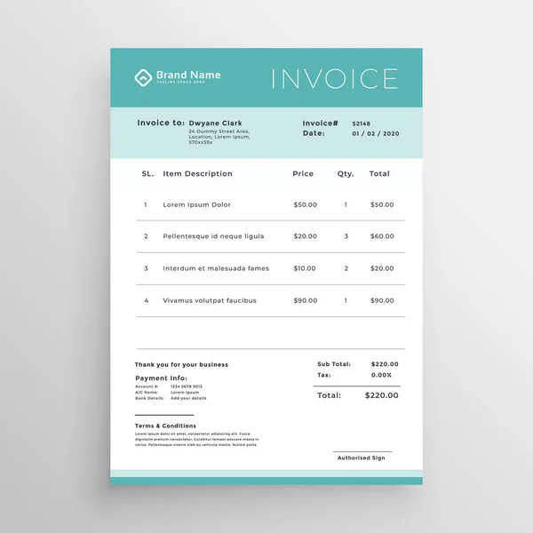 Minimale factuur sjabloon vector design — Stockvector