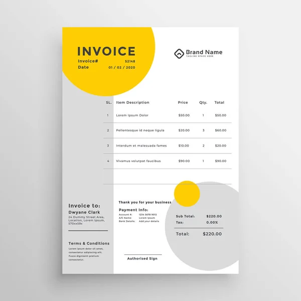 Creative clean invoice template design — Stock Vector