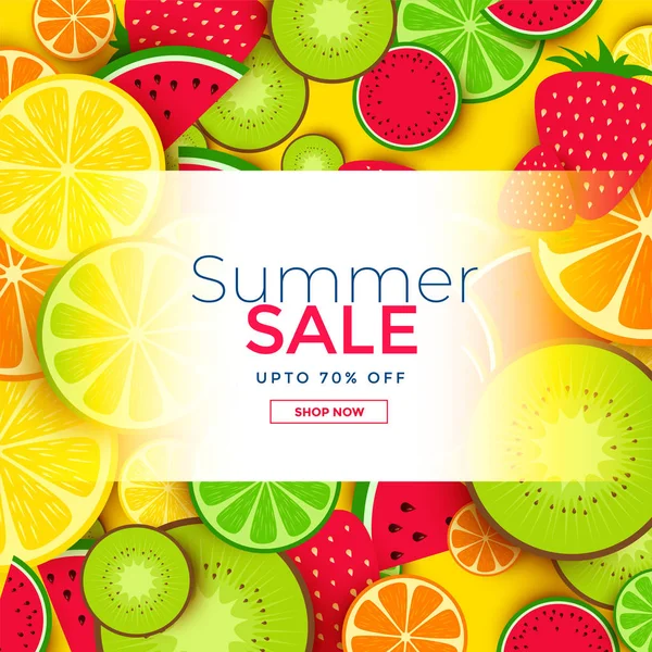 Fruits background for summer sale — Stock Vector