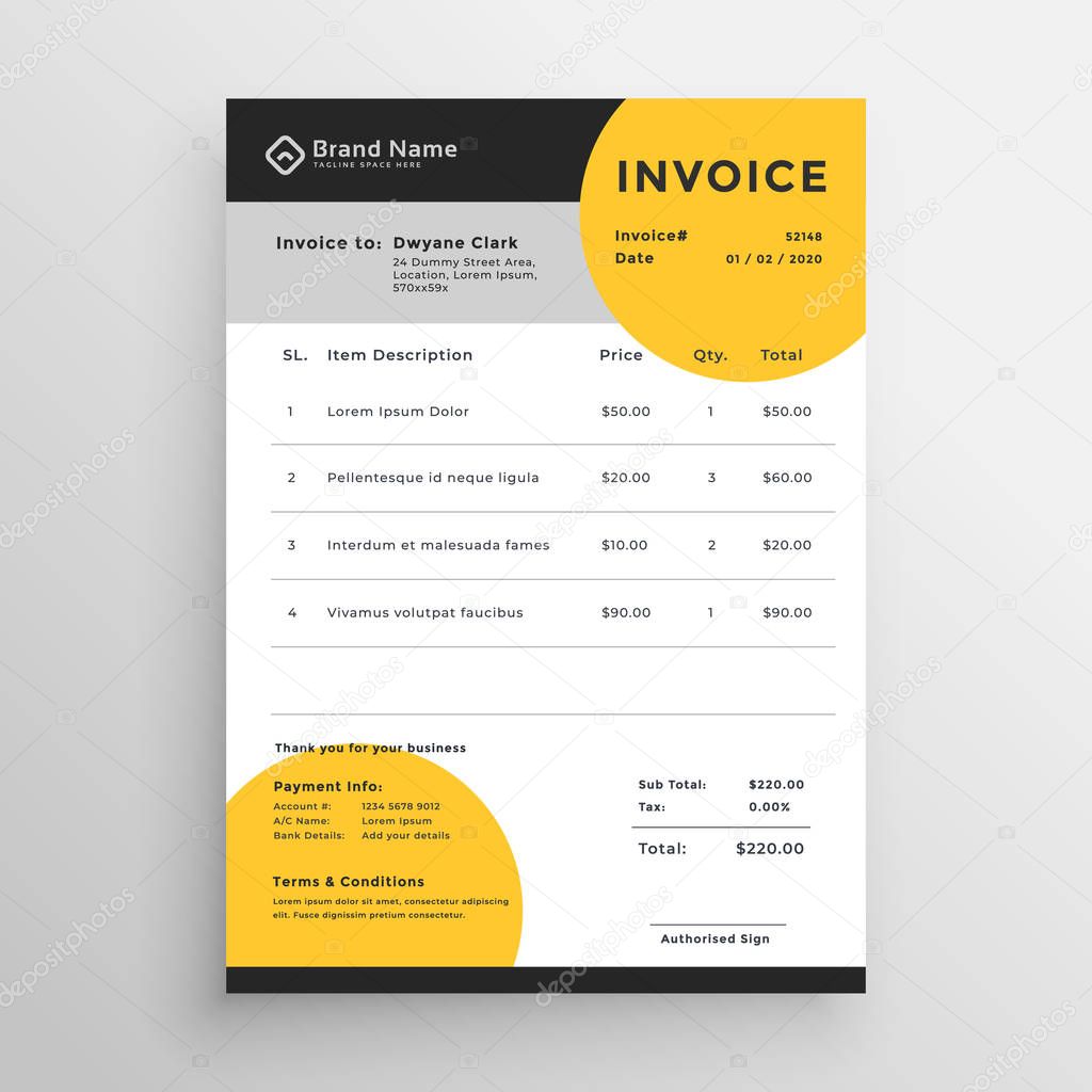 professional creative vector invoice template design