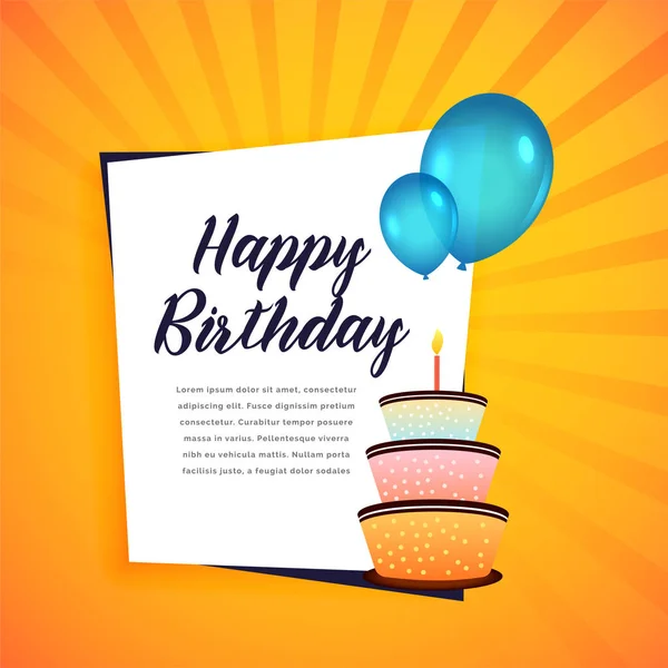 happy birthday greeting card with cake and balloons