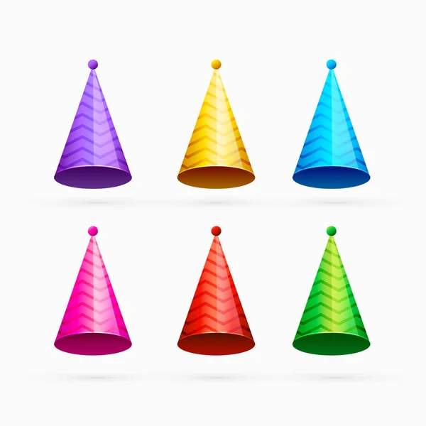Ensemble de chapeaux de fête colorés ou joyeux anniversaire — Image vectorielle