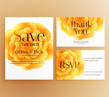 save the date wedding invitation template design with bright yel clipart