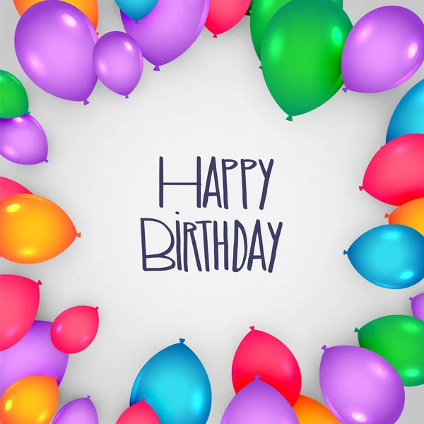 Happy Birthday Card Design mit bunten Luftballons — Stockvektor