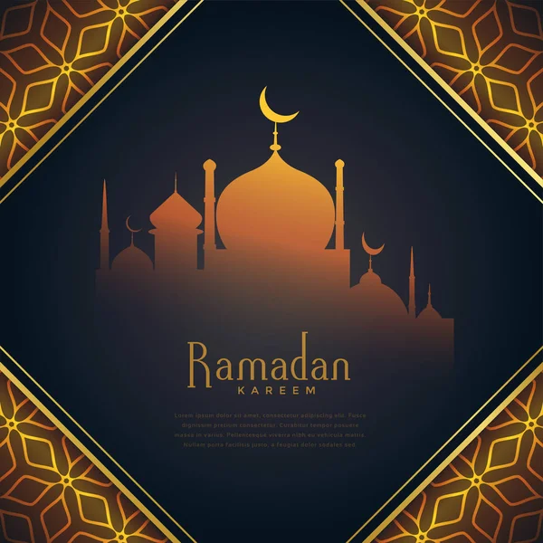 Criativo ramadan kareem festival saudação com brilhante mesquita — Vetor de Stock