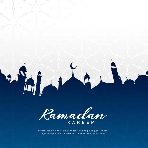 Ramadan kareem diseño de saludo con silueta de mezquita — Archivo Imágenes Vectoriales