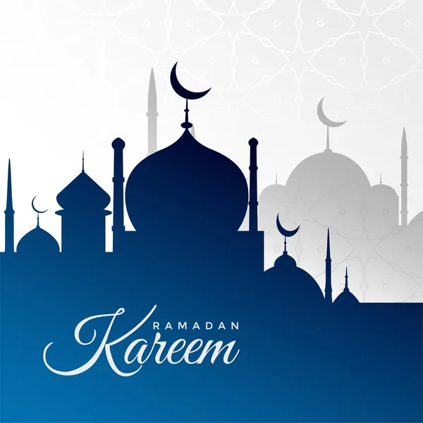 Рамадан Карим фон с силуэтом синей мечети — стоковый вектор