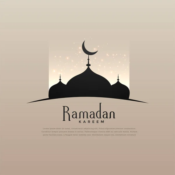 Κομψή σχεδίαση kareem Ραμαζάνι με Τζαμί και το λαμπερό φως — Διανυσματικό Αρχείο