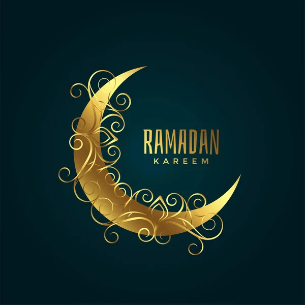 Золотая луна с цветочными украшениями для рамадан-карима — стоковый вектор