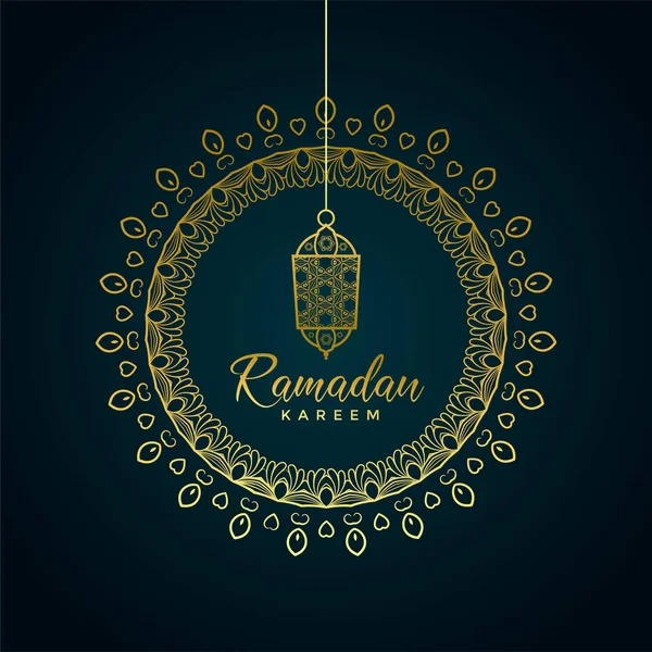 ramadan kareem greeting with hanging lamp and ornamental decorat
