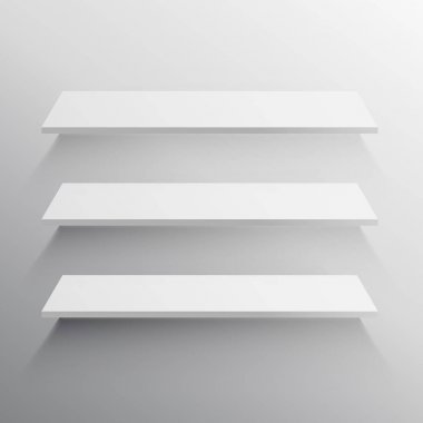 üç uzun gölge mockup ile raflar