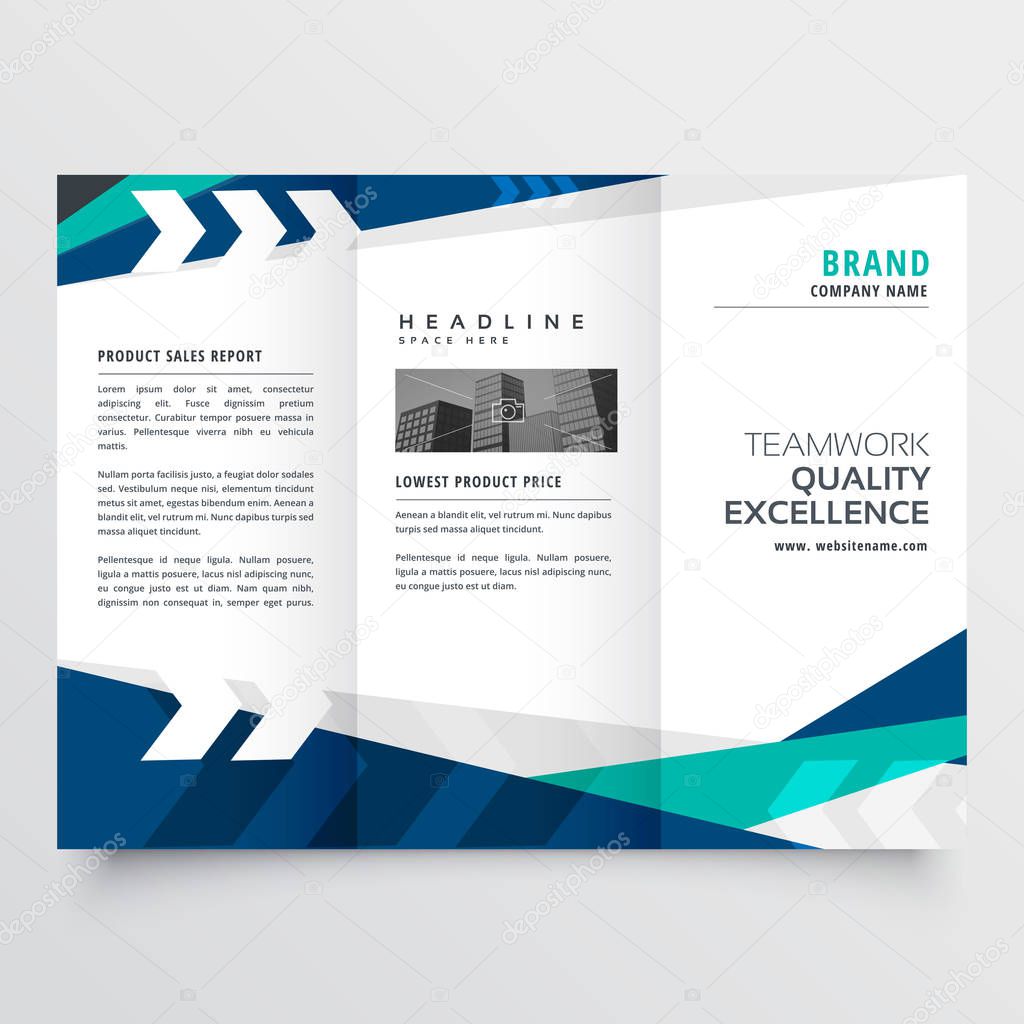 modern blue trifold business brochure design