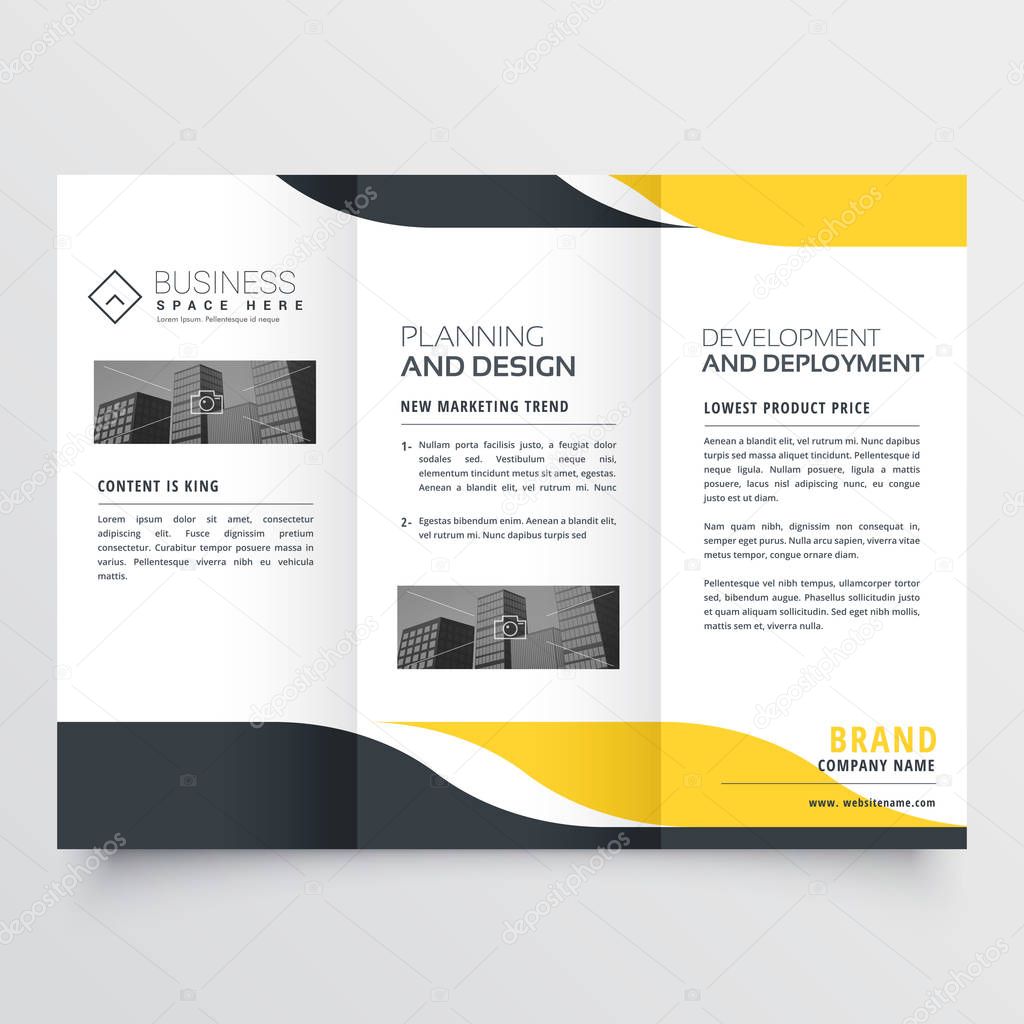 professional yellow black modern trifold brochure design