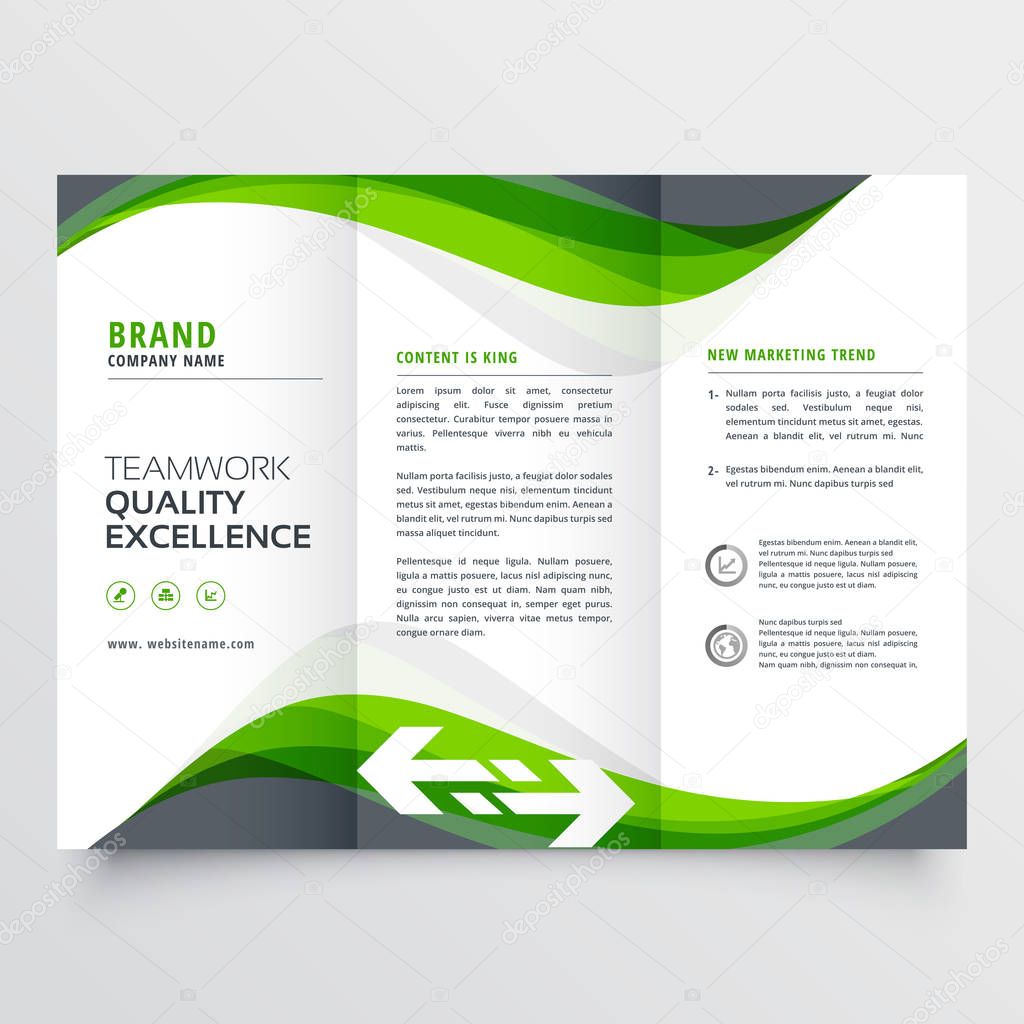 professional creative green wavy trifold brochure design