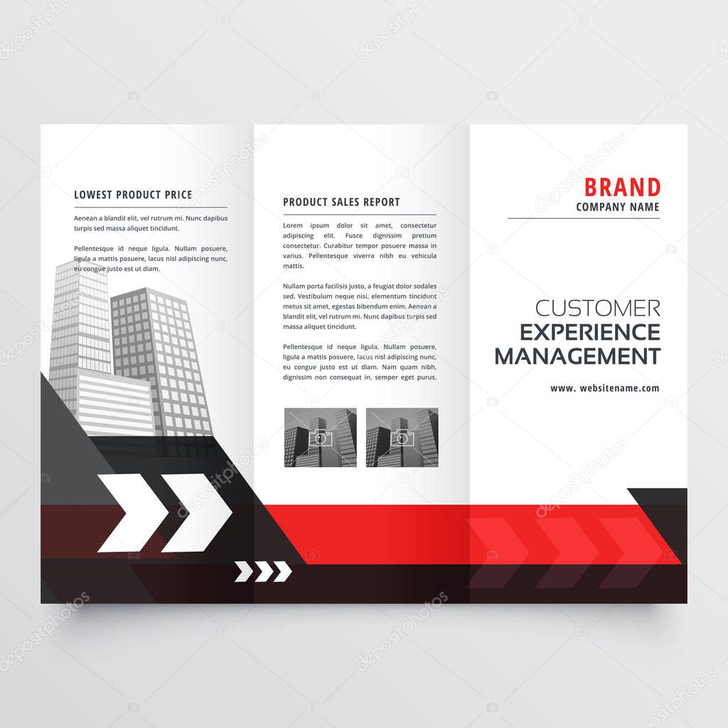modern red black three fold business brochure