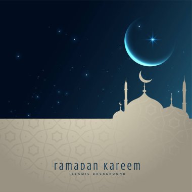 Ramazan kareem güzel gece sahne Camii ve ay ile selamlıyorum
