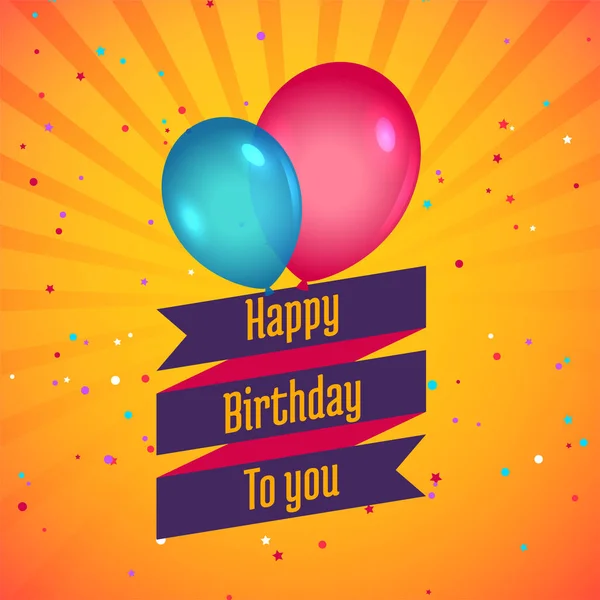 Cartão de celebração de aniversário feliz com balões — Vetor de Stock