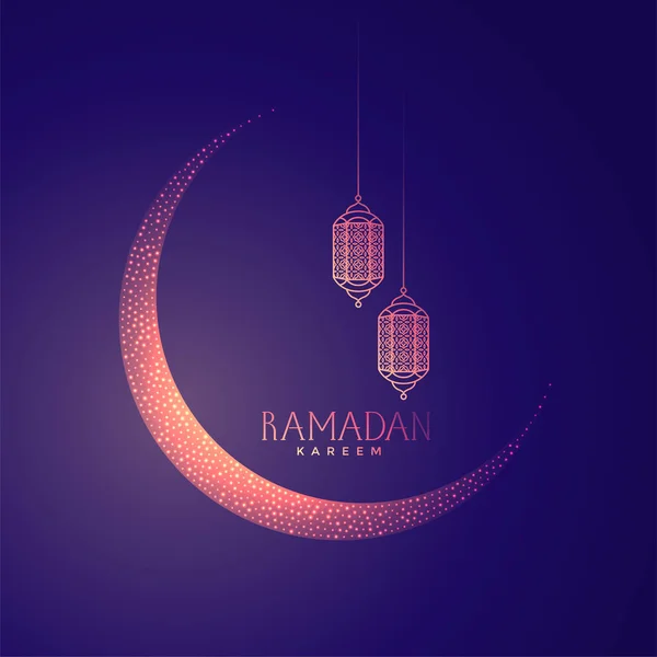 Beautiful moon and lanterns design for ramadan kareem — Stock Vector