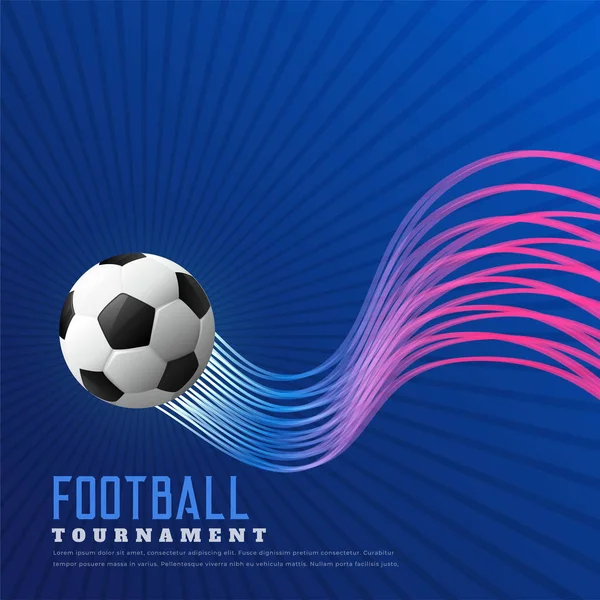 Blå soccer spelet bakgrunden med glänsande vågiga linjer — Stock vektor