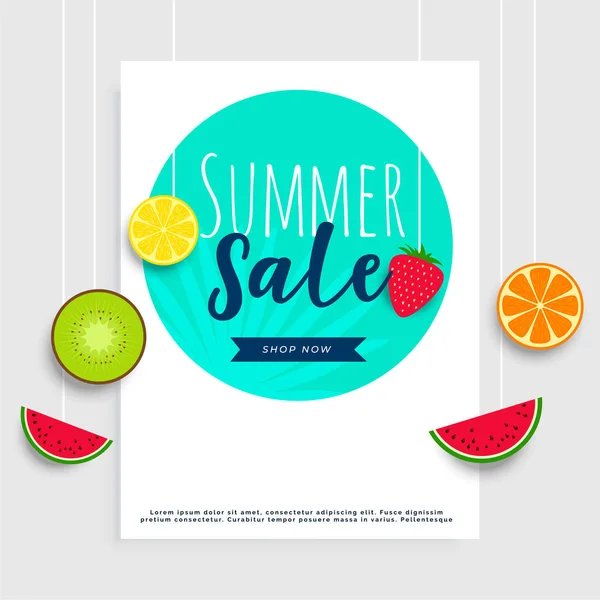 Banner zum Sommerschlussverkauf mit hängenden Früchten — Stockvektor