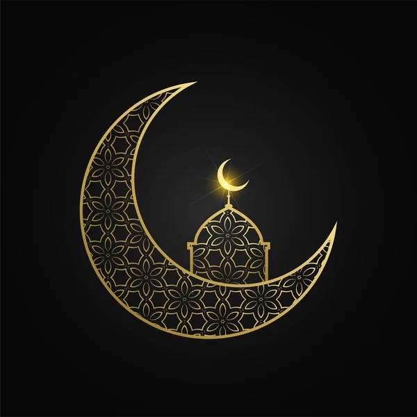 Kreatives eid mubarak moon und moschee design — Stockvektor