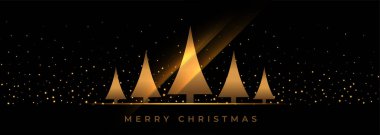 Altın ağaç desenli siyah noel afişi