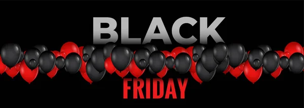 Black and red balloons for black friday event — Stock Vector