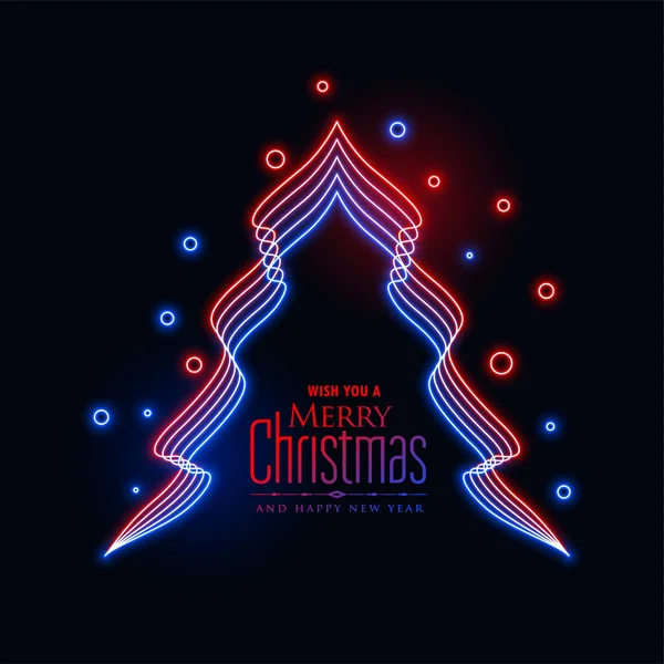 Neon christmas tree creative design — Stock Vector