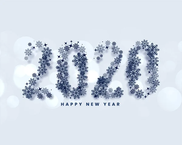 Feliz año nuevo 2020 escrito en estilo copos de nieve — Vector de stock